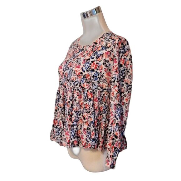 Jane and Delancey Blue White Red Floral Peasant Top Size S - Picture 2 of 8